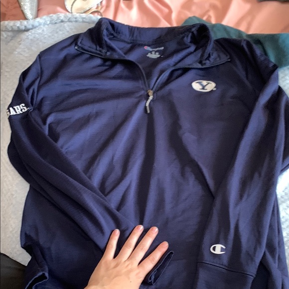 Champion Navy Men’s Medium BYU Zip Up - Picture 1 of 8